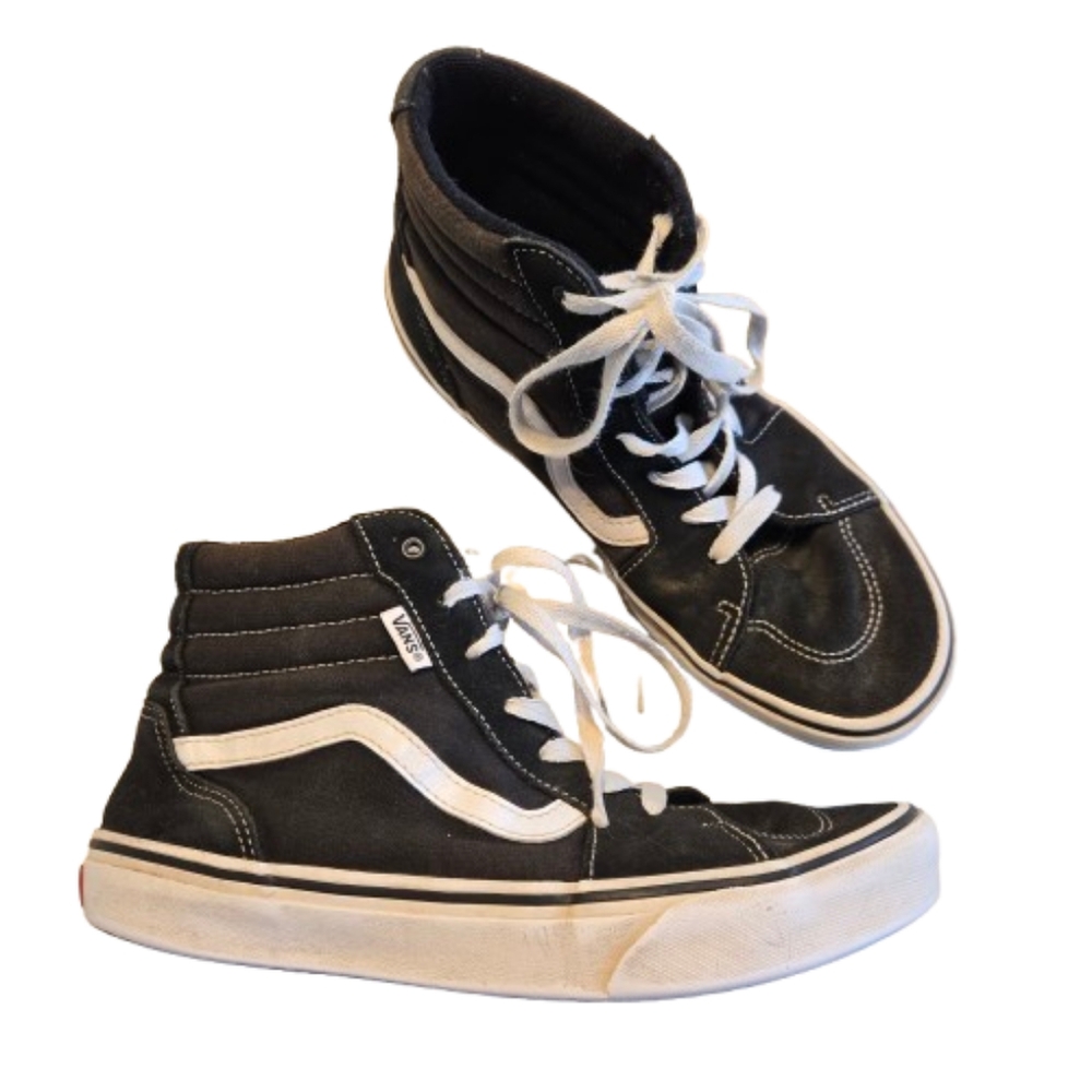Vans Black And White High Tops Size Youth 7
